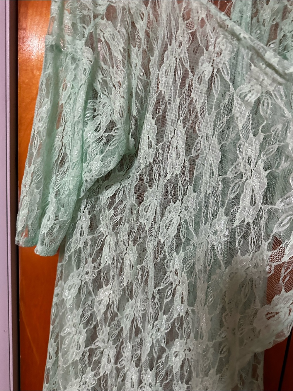 LuLaRoe Mint Lace Kimono Cover-Up - Picture 3 of 4